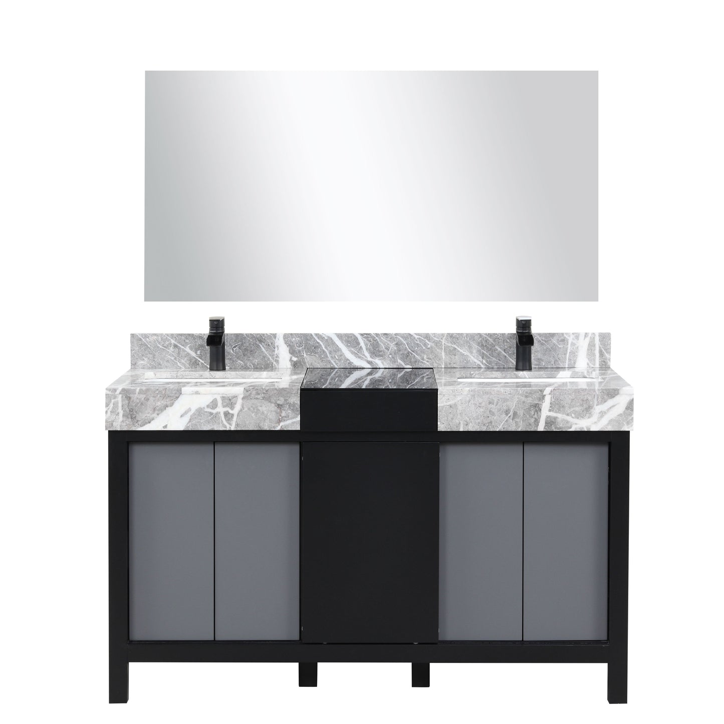 Zilara 55 in W x 22 in D Black and Grey Double Bath Vanity