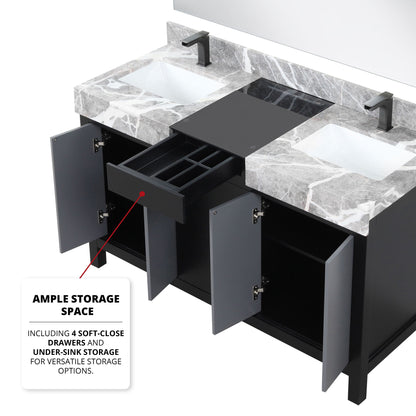 Zilara 55 in W x 22 in D Black and Grey Double Bath Vanity