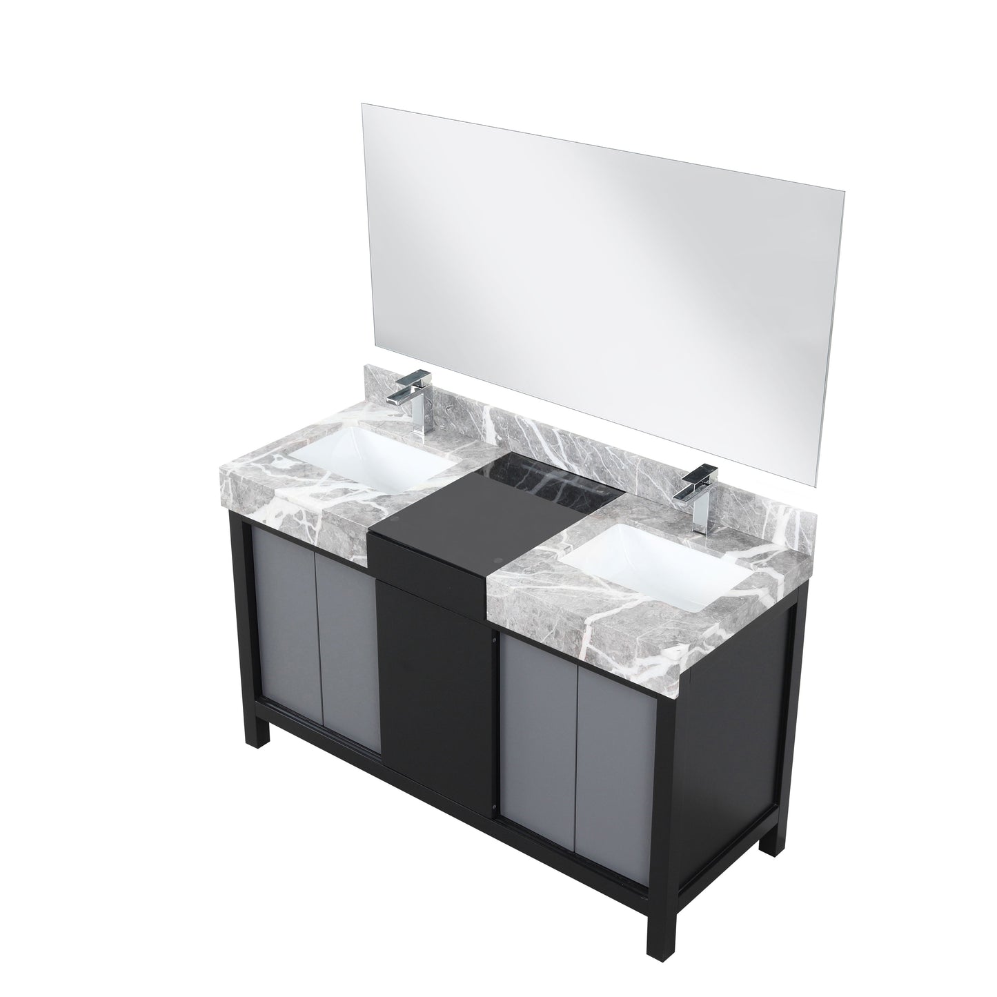 Zilara 55 in W x 22 in D Black and Grey Double Bath Vanity