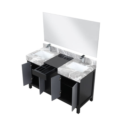 Zilara 55 in W x 22 in D Black and Grey Double Bath Vanity
