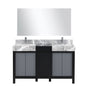 Zilara 55 in W x 22 in D Black and Grey Double Bath Vanity