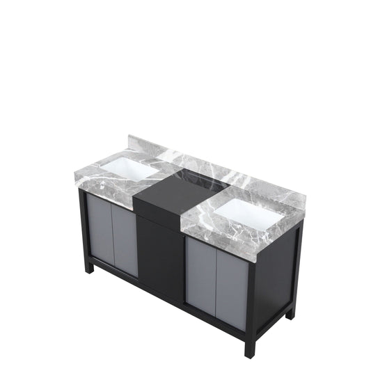 Zilara 60 in W x 22 in D Black and Grey Double Bath Vanity