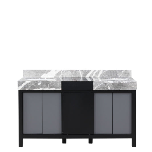 Zilara 60 in W x 22 in D Black and Grey Double Bath Vanity