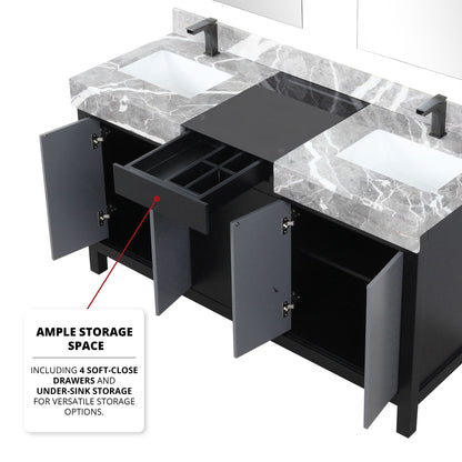 Zilara 60 in W x 22 in D Black and Grey Double Bath Vanity