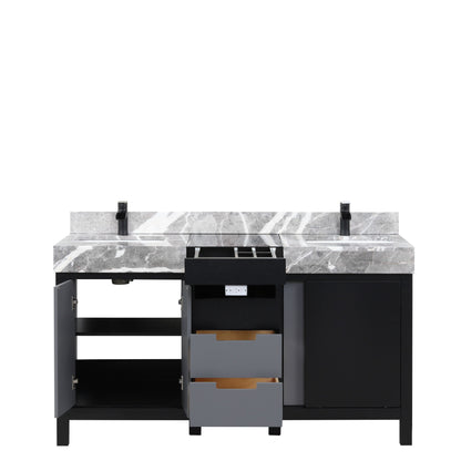 Zilara 60 in W x 22 in D Black and Grey Double Bath Vanity