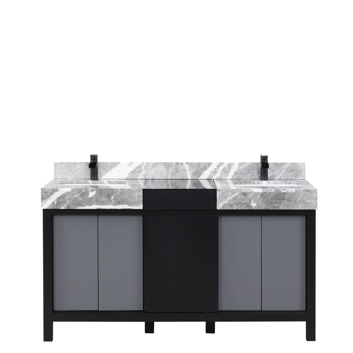 Zilara 60 in W x 22 in D Black and Grey Double Bath Vanity