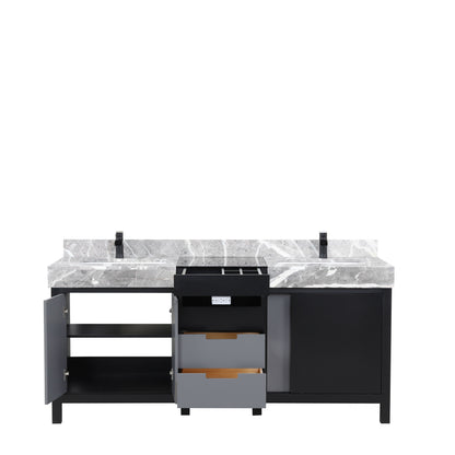 Zilara 72 in W x 22 in D Black and Grey Double Bath Vanity