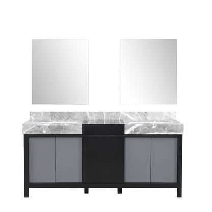Zilara 72 in W x 22 in D Black and Grey Double Bath Vanity