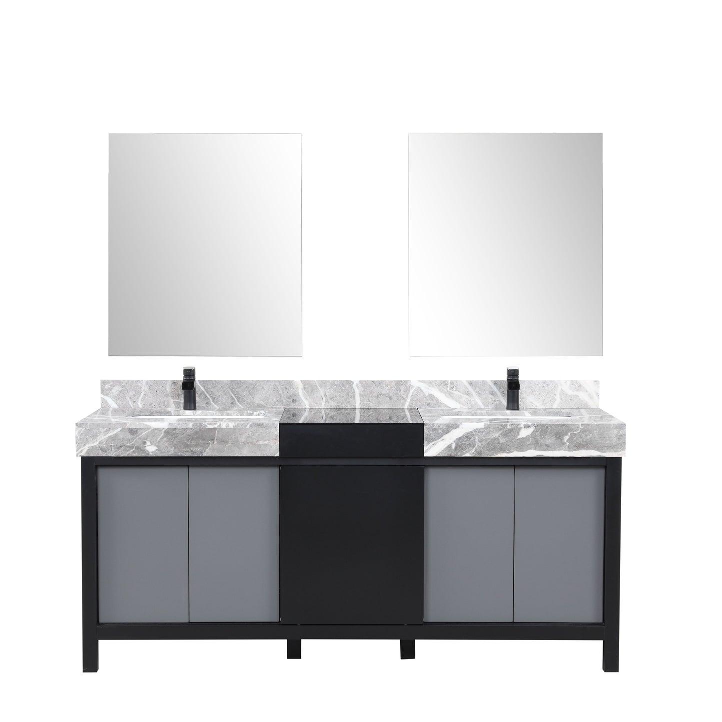 Zilara 72 in W x 22 in D Black and Grey Double Bath Vanity