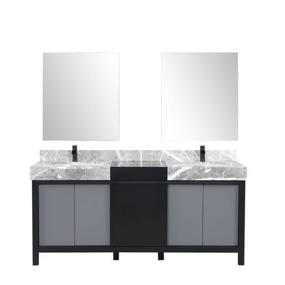 Zilara 72 in W x 22 in D Black and Grey Double Bath Vanity