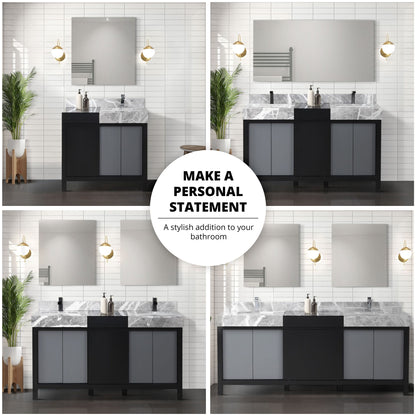 Zilara 80 in W x 22 in D Black and Grey Double Bath Vanity