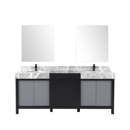 Zilara 80 in W x 22 in D Black and Grey Double Bath Vanity