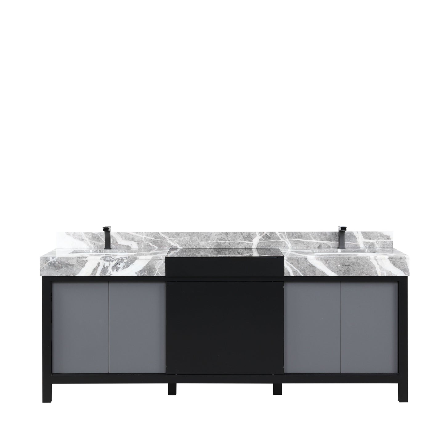 Zilara 84 in W x 22 in D Black and Grey Double Bath Vanity