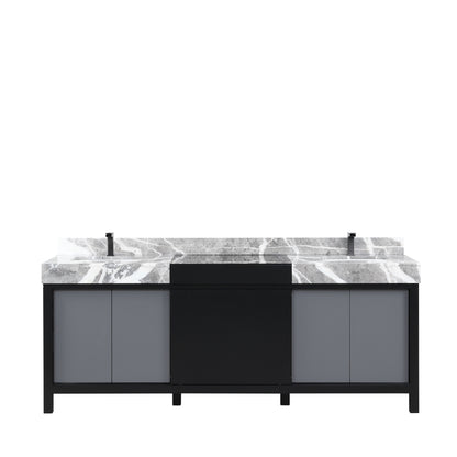 Zilara 84 in W x 22 in D Black and Grey Double Bath Vanity
