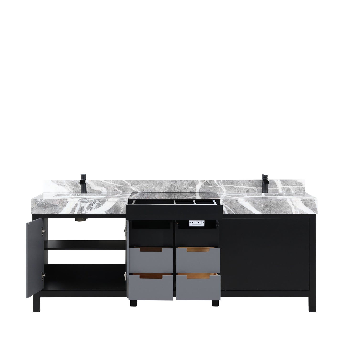 Zilara 84 in W x 22 in D Black and Grey Double Bath Vanity