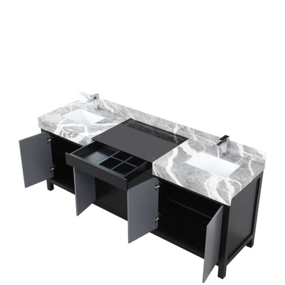 Zilara 84 in W x 22 in D Black and Grey Double Bath Vanity
