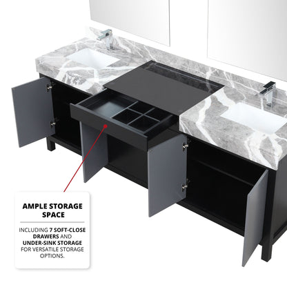 Zilara 84 in W x 22 in D Black and Grey Double Bath Vanity
