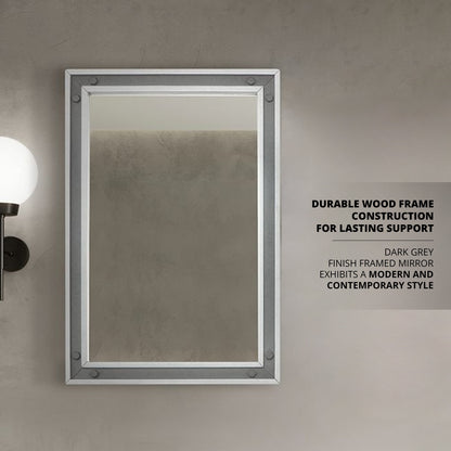 Ziva 22 in W x 32 in H Mirror with Black Metal Inlay