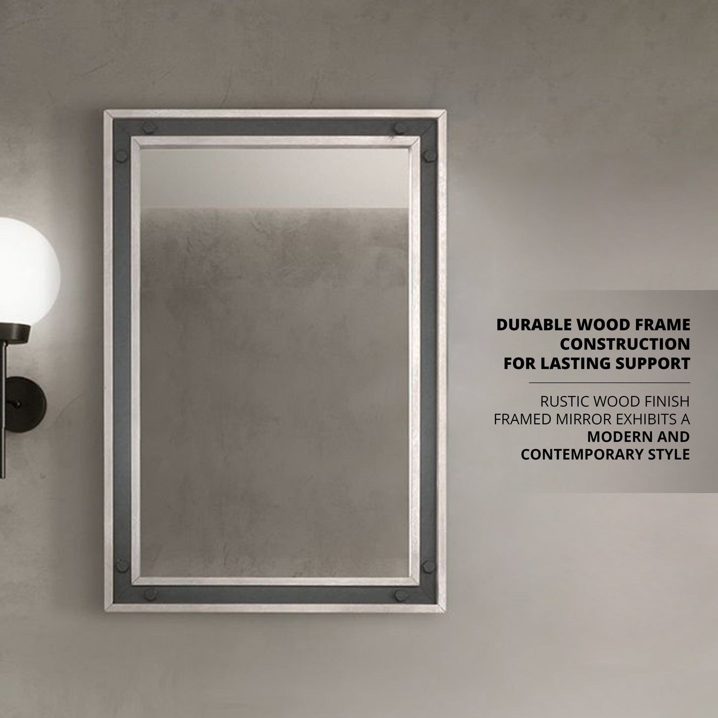 Ziva 22 in W x 32 in H Mirror with Black Metal Inlay