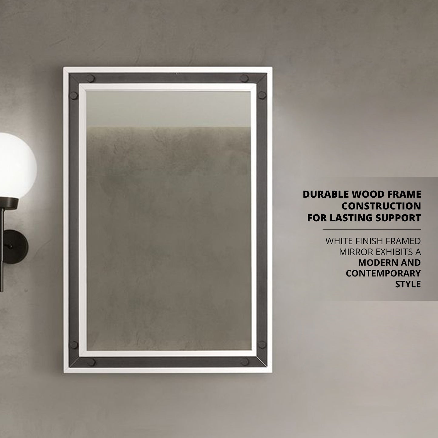 Ziva 22 in W x 32 in H Mirror with Black Metal Inlay