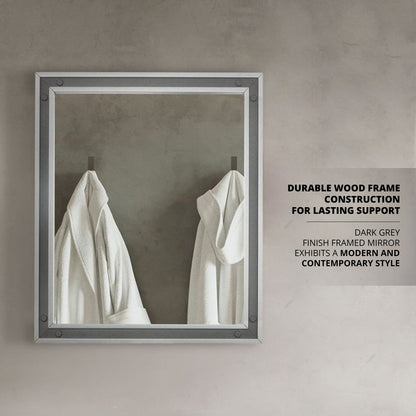 Ziva 28 in W x 32 in H Mirror with Black Metal Inlay