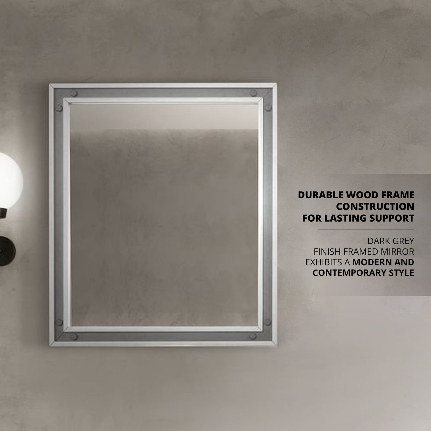 Ziva 30 in W x 32 in H Mirror with Black Metal Inlay