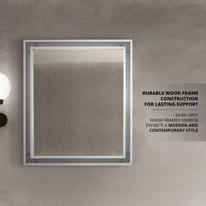 Ziva 30 in W x 32 in H Mirror with Black Metal Inlay