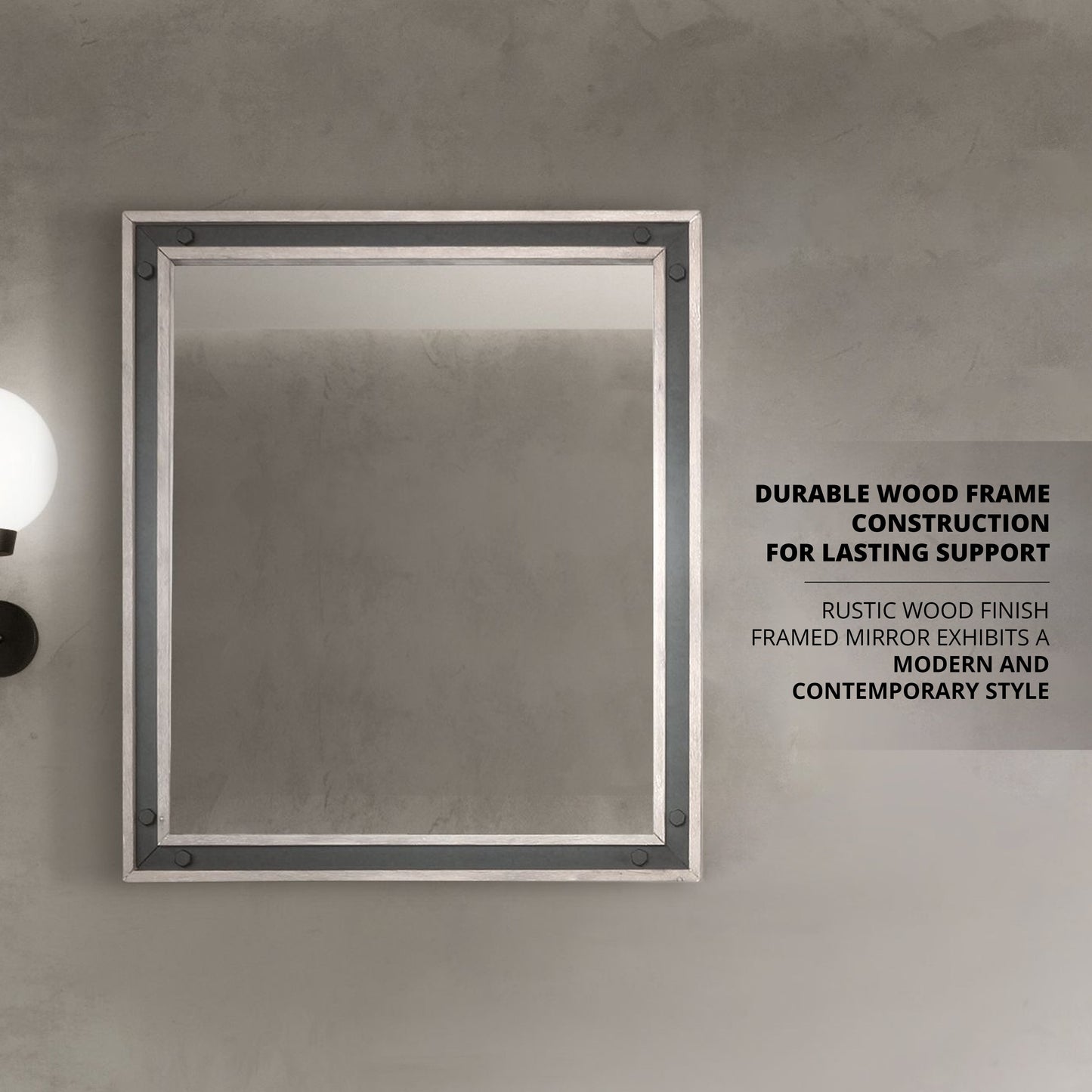 Ziva 30 in W x 32 in H Mirror with Black Metal Inlay