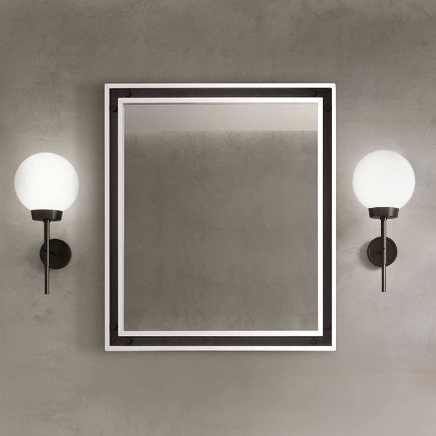 Ziva 30 in W x 32 in H Mirror with Black Metal Inlay