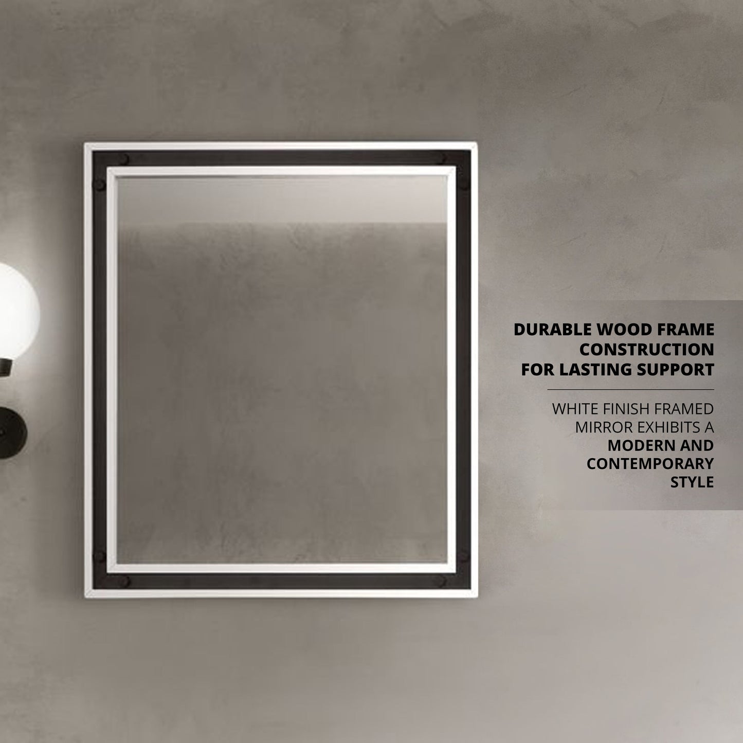 Ziva 30 in W x 32 in H Mirror with Black Metal Inlay