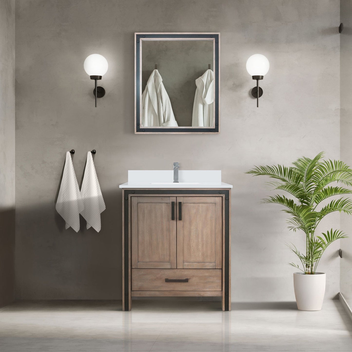 Ziva 30 in W x 22 in D Rustic Barnwood Bath Vanity