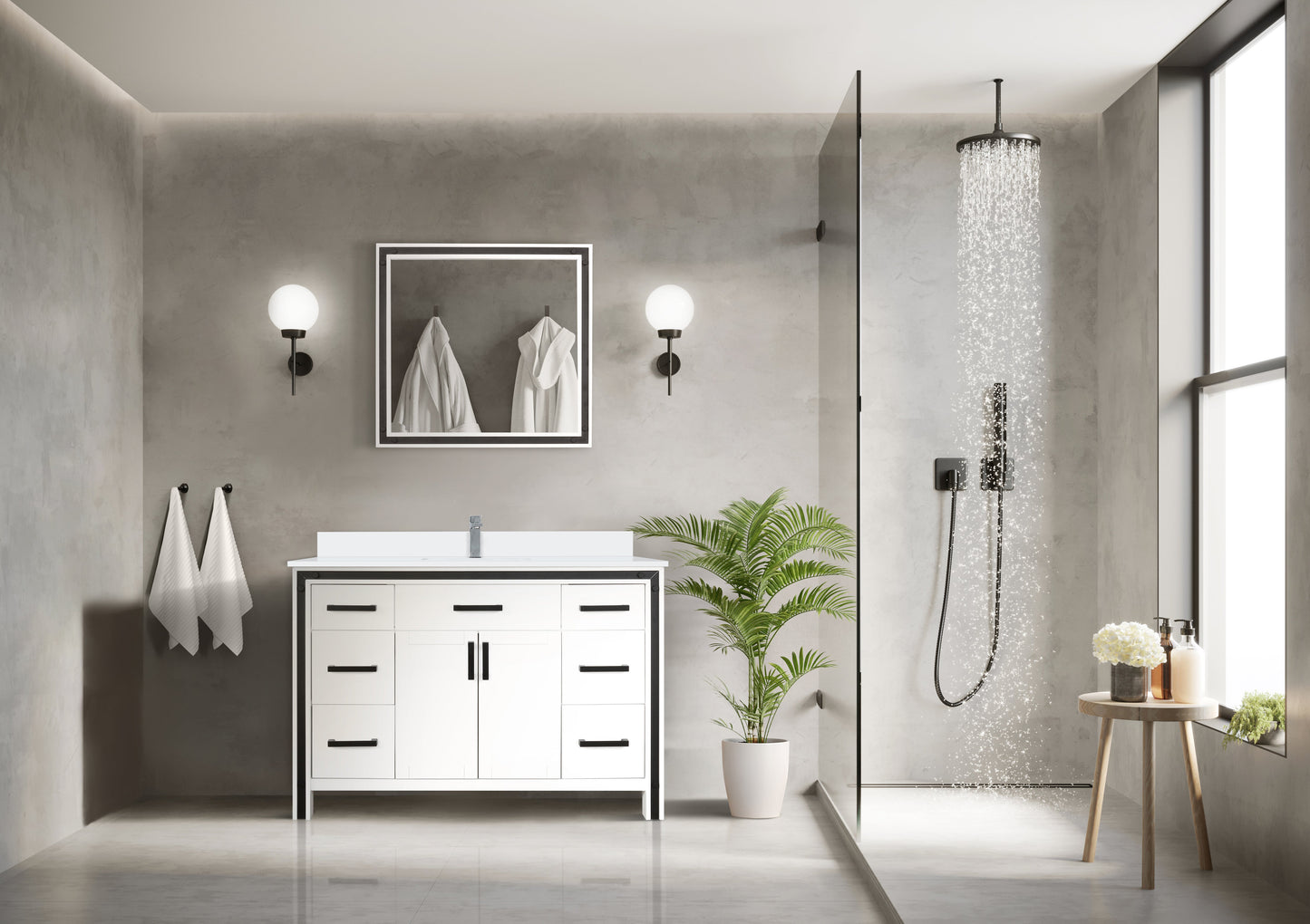 Ziva 48 in W x 22 in D White Bath Vanity