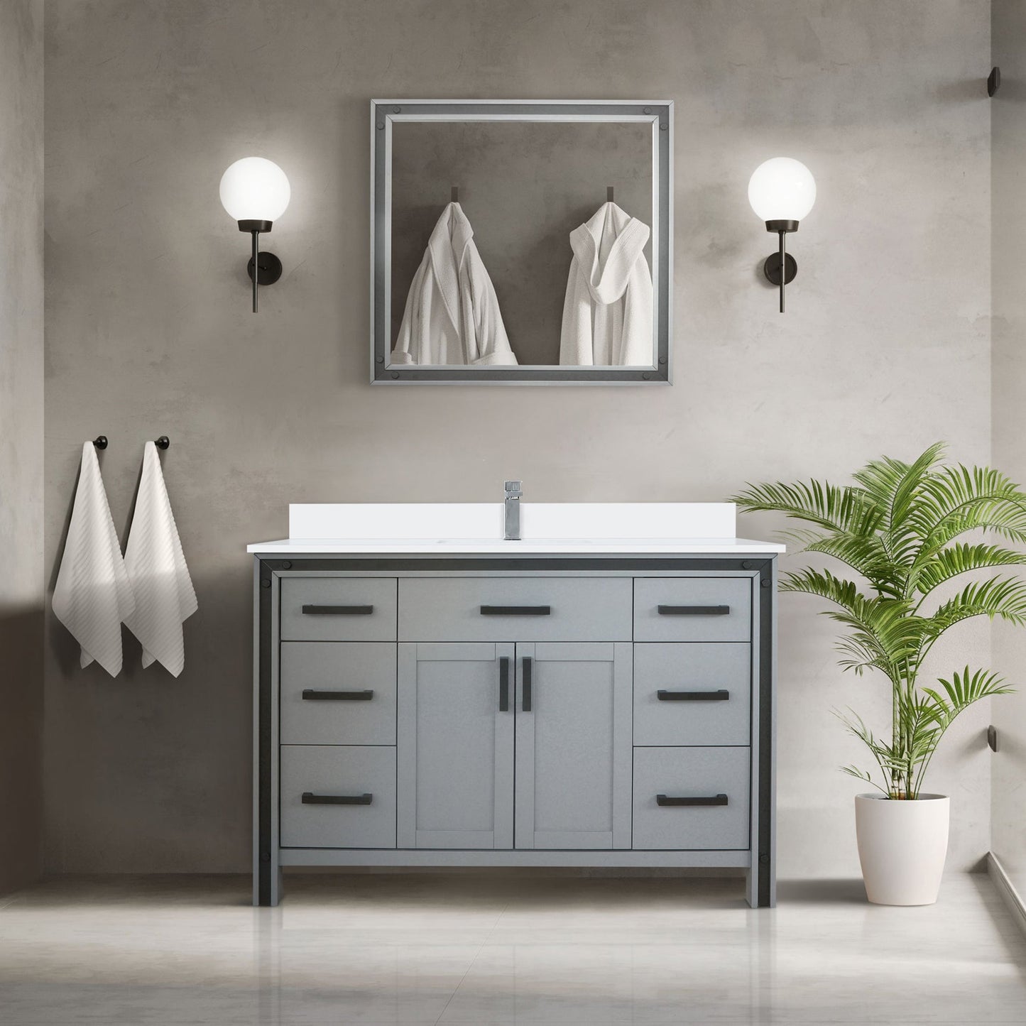 Ziva 48 in W x 22 in D Dark Grey Bath Vanity