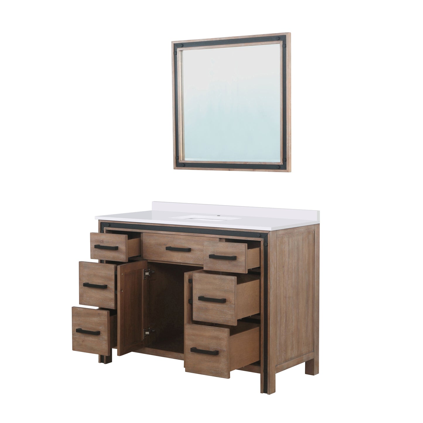 Ziva 48 in W x 22 in D Rustic Barnwood Bath Vanity