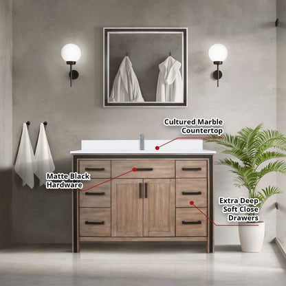 Ziva 48 in W x 22 in D Rustic Barnwood Bath Vanity