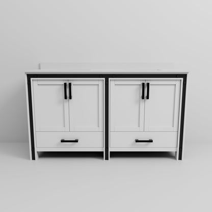 Ziva 60 in W x 22 in D White Double Bath Vanity