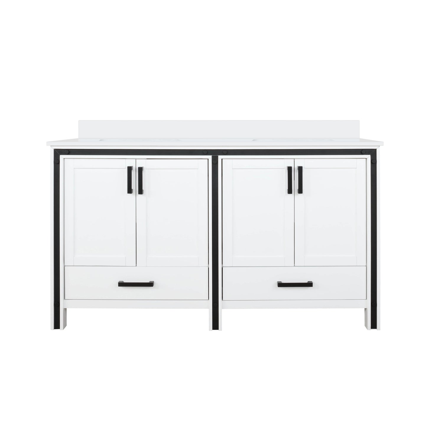 Ziva 60 in W x 22 in D White Double Bath Vanity