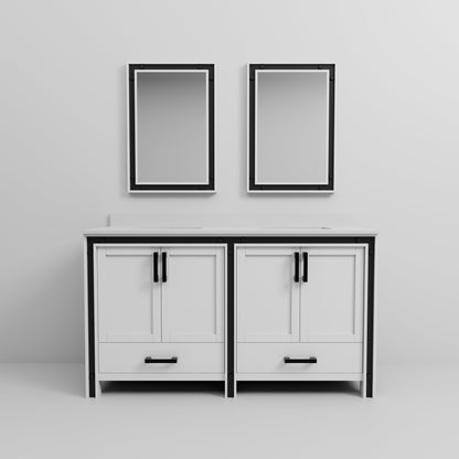 Ziva 60 in W x 22 in D White Double Bath Vanity