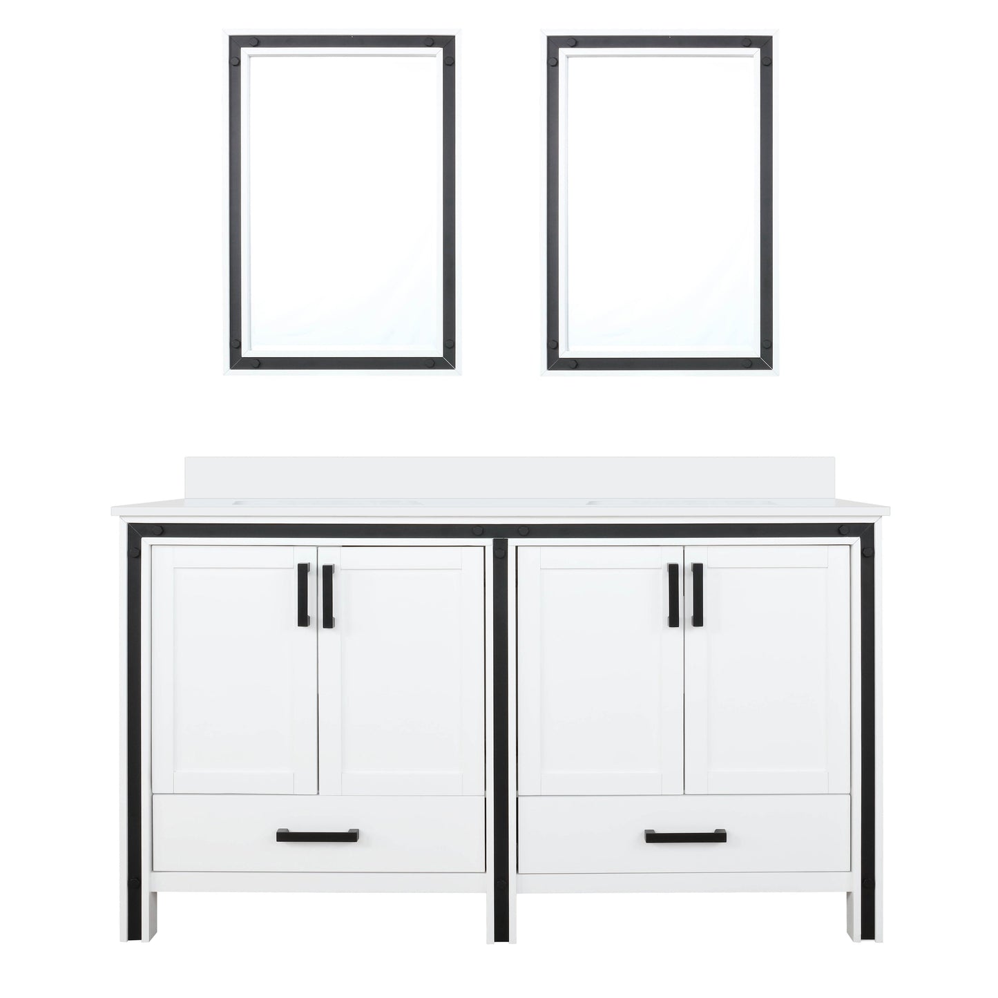 Ziva 60 in W x 22 in D White Double Bath Vanity