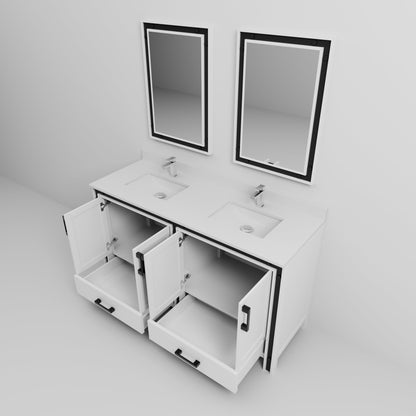 Ziva 60 in W x 22 in D White Double Bath Vanity