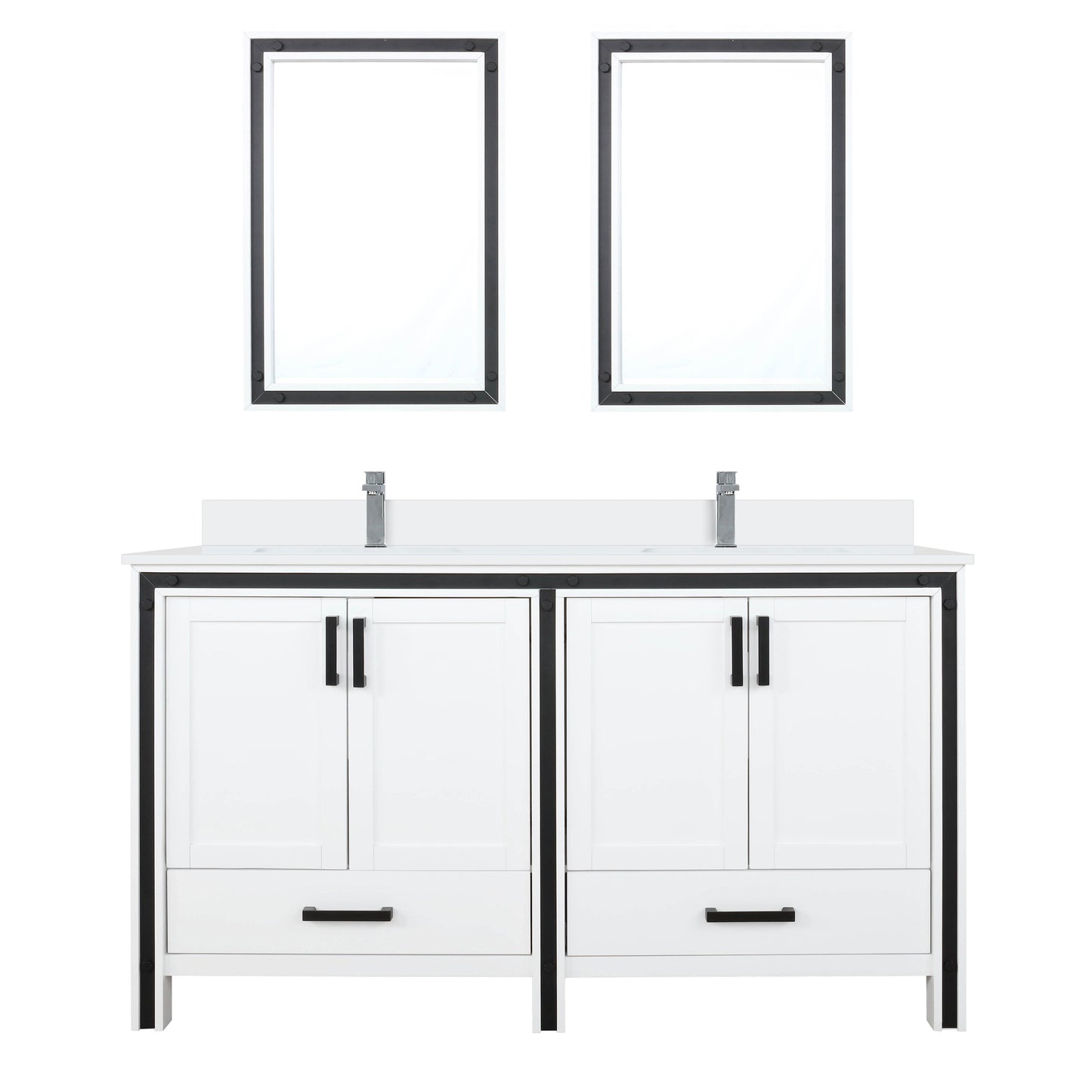 Ziva 60 in W x 22 in D White Double Bath Vanity
