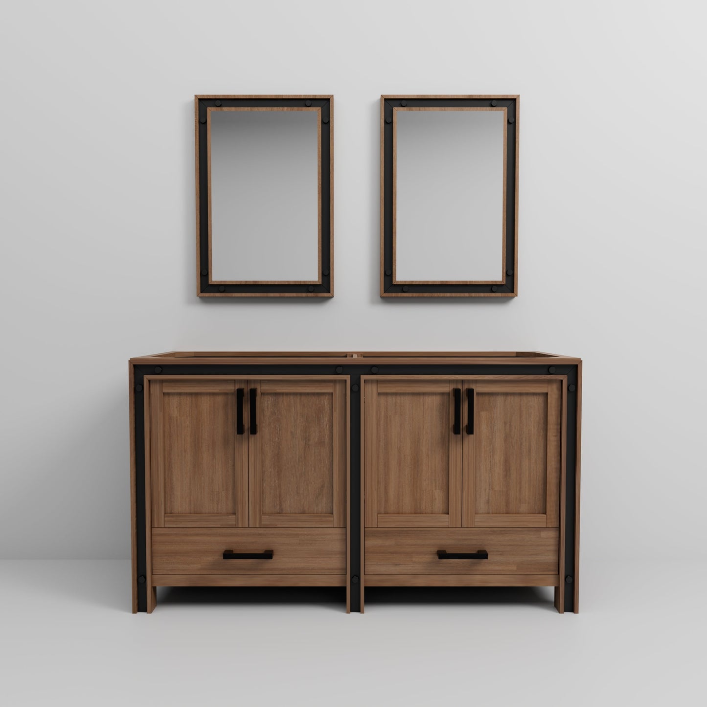 Ziva 60 in W x 22 in D Rustic Barnwood Double Bath Vanity
