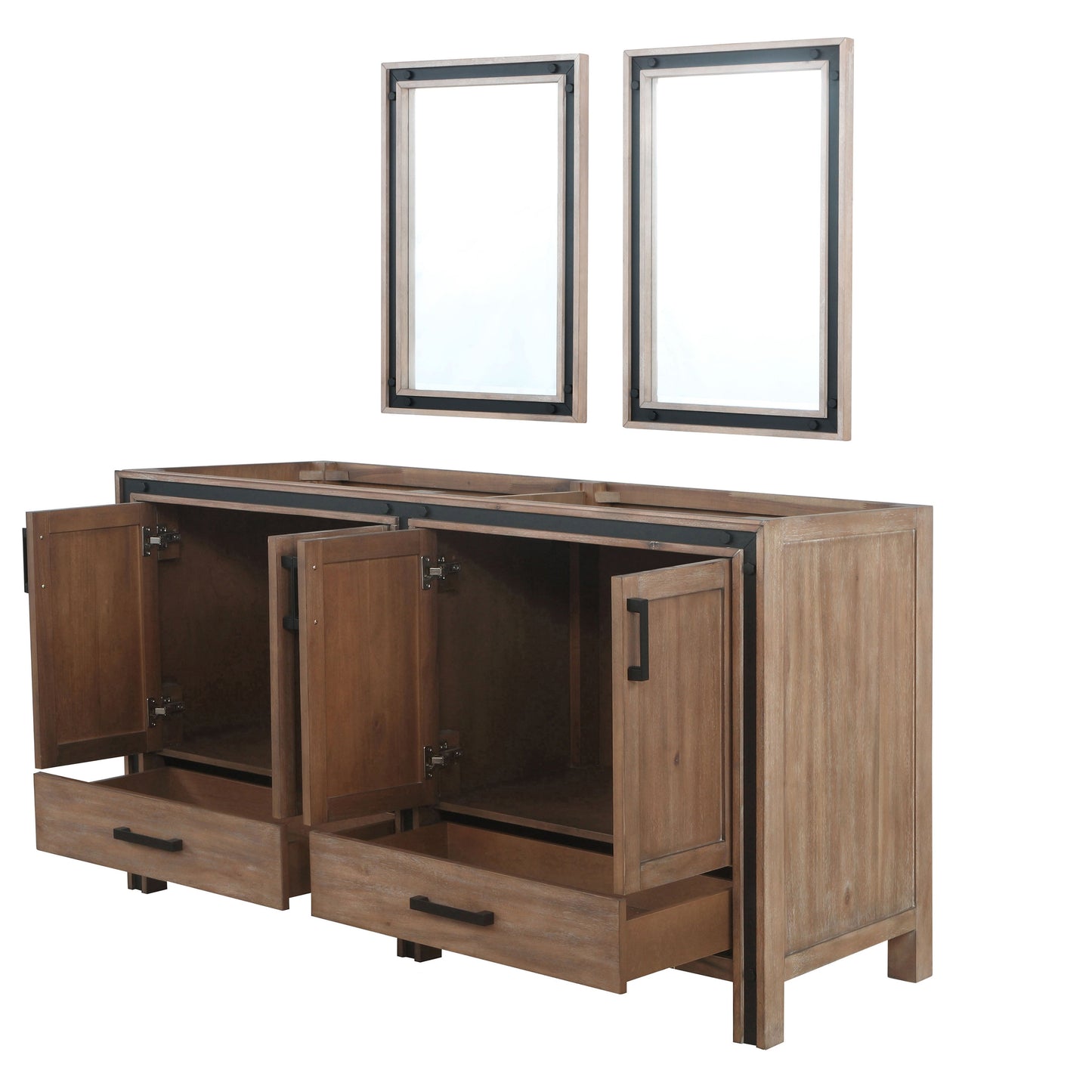 Ziva 60 in W x 22 in D Rustic Barnwood Double Bath Vanity