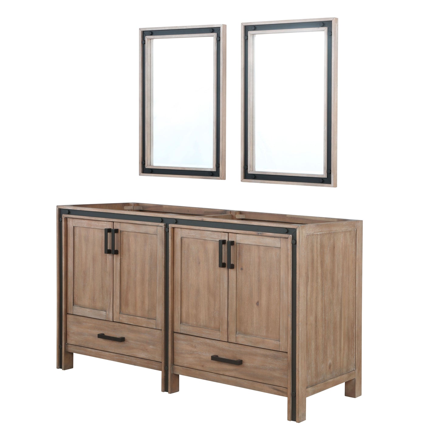 Ziva 60 in W x 22 in D Rustic Barnwood Double Bath Vanity