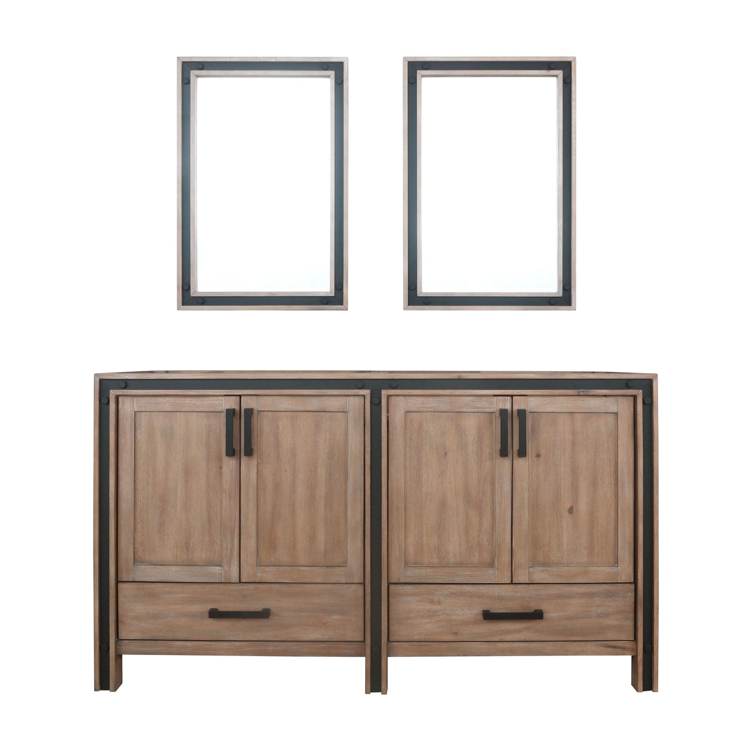 Ziva 60 in W x 22 in D Rustic Barnwood Double Bath Vanity