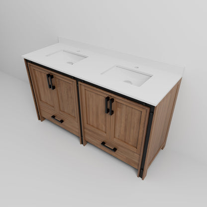 Ziva 60 in W x 22 in D Rustic Barnwood Double Bath Vanity