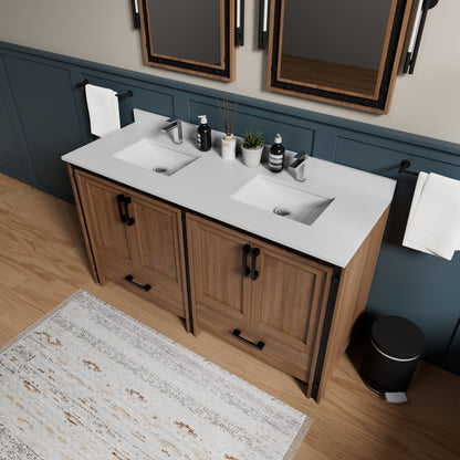 Ziva 60 in W x 22 in D Rustic Barnwood Double Bath Vanity