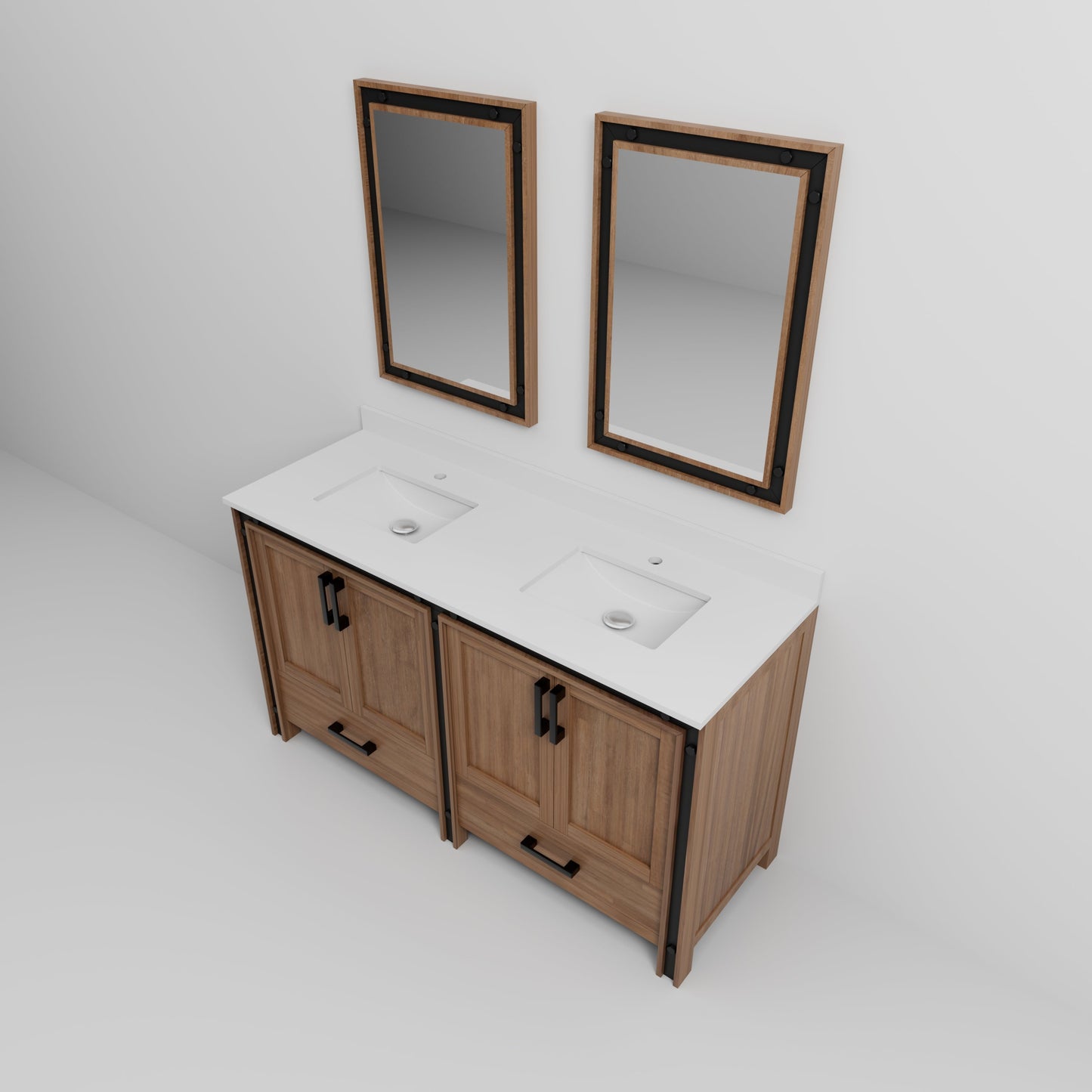 Ziva 60 in W x 22 in D Rustic Barnwood Double Bath Vanity
