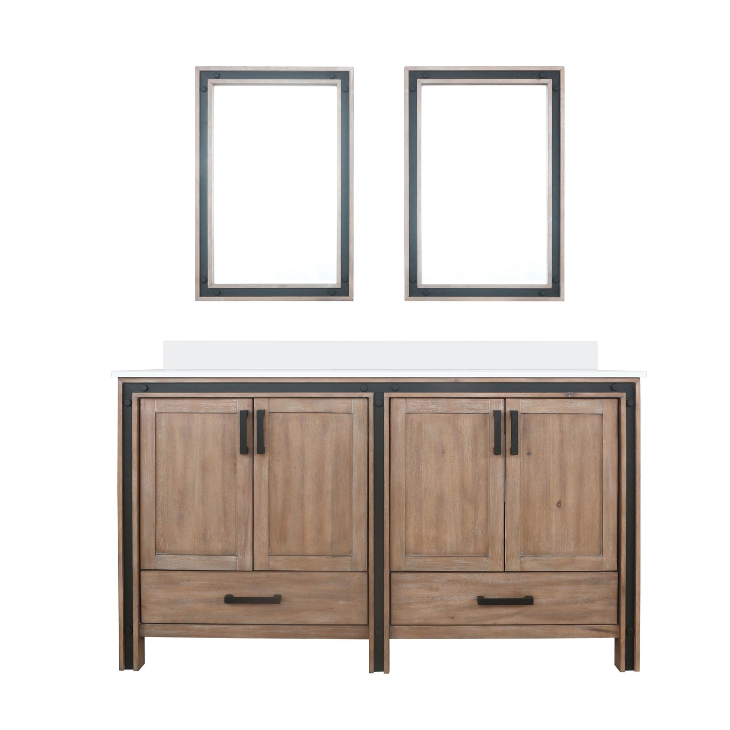 Ziva 60 in W x 22 in D Rustic Barnwood Double Bath Vanity
