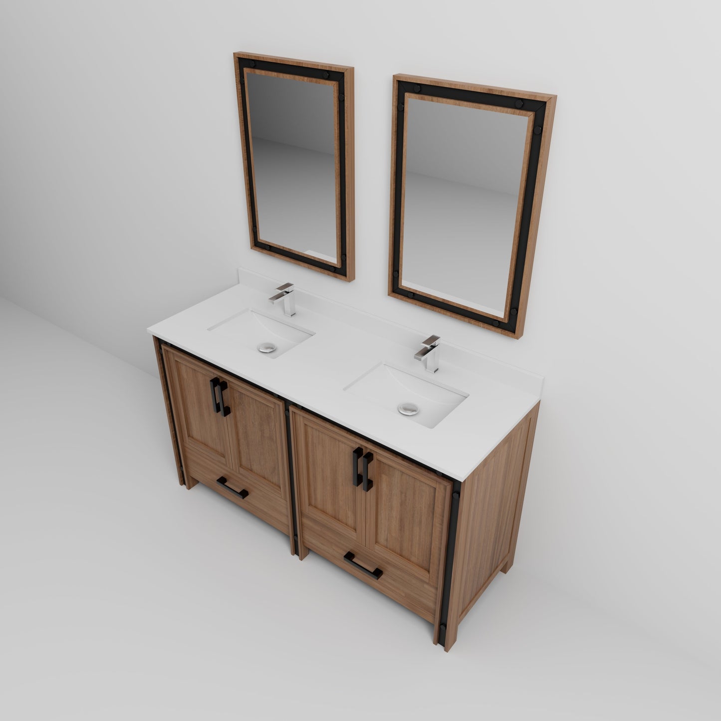 Ziva 60 in W x 22 in D Rustic Barnwood Double Bath Vanity